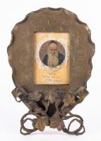 Ornate Bronze Frame with Bezalel-Style Portrait Medallion of Rabbi Lazar Krestin, Early 20th Century
