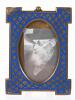 Enamel-Decorated Metal Photo Frame with Portrait of a Rabbinic Figure