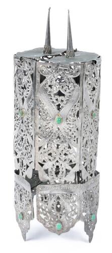 Decorative Miniature Torah Case with Green Stone Settings
