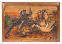 Wooden Relief Plaque, &acirc;&euro;&oelig;Jew Chased by Duck&acirc;&euro;, Europe, Late 19th&acirc;&euro;&ldquo;Early 20th Century
