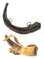 Two (2) Handsome, 19th Century Powder Horns: Moroccan and American Once a Vital Accessory for Carrying Gun Powder