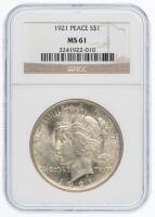 1921. Peace Dollar. NGC graded MS61