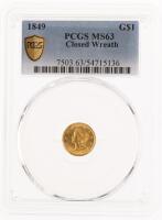 1849 $1 Gold Liberty. Closed wreath. PCGS graded MS63