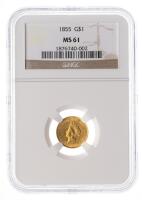 1855 Indian $1 Type II. NGC graded MS61