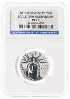 2007-W Platinum Eagle $50. NGC graded Proof 70 Reverse Eagle 10TH Anniversary