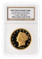 2010. $20.00 Private Issue. Copy of Longacre's 1849 Double Eagle. One Ounce .999 Fine Gold