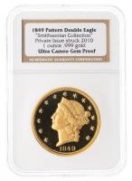 2010. $20.00 Private Issue. Copy of Longacre's 1849 Double Eagle. One Ounce .999 Fine Gold