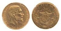 Belgium. 20 Francs, 1876. PCGS graded AU58