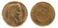 France. 20 Francs, 1869-A. PCGS graded MS62