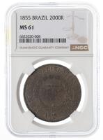 Brazil. 2000 Reis, 1855. NGC graded MS61