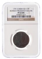 Bombay Presidency-British India. 1.5 Pice, 1791. NGC graded PF63 BN