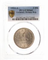 Germany. 3 Marks, 1924-A. PCGS graded MS66