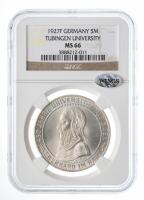 Germany. 5 Reichsmarks, 1927-F. NGC graded MS66