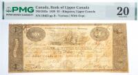 1820 $1 Canada, Bank Of Upper Canada, Kingston, Upper Canada. PMG graded VF 20 Ink