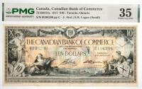 1917 $10 Canada, Canadian Bank Of Commerce, Toronto, Ontario. PMG graded Choice VF 35 Pinholes