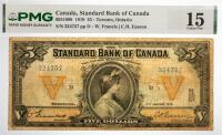 1919 $5 Canada, Standard Bank Of Canada, Toronto, Ontario. PMG graded Choice F 15