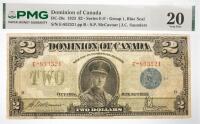 1923 $2 Dominion Of Canada, Series E-F. PMG graded VF 20 Ink Added