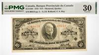1935 $10 Canada, Banque Provinciale du Canada, Montreal, Quebec. PMG graded VF 30