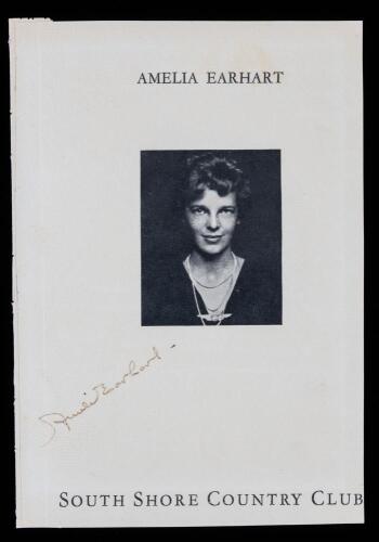 Amelia Earhart Signed Program Cover Photo as Keynote Speaker. Superb Signature, Clearly Legible, 1935.