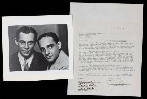 Richard Rogers and Lorenz Hart Signed Contract Acknowledging Postponement of the Opening of "I MARRIED AND ANGEL"