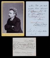 Edvard Grieg: Elaborate Musical Quotation Signed and Dated 1900 and a Near Mint Cabinet Cabinet Card Inscribed and Boldl