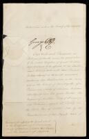 King George III Warrant to Affix Seal to the Ratification of a Preliminary Treaty with Emperor of Austria Signed Boldly