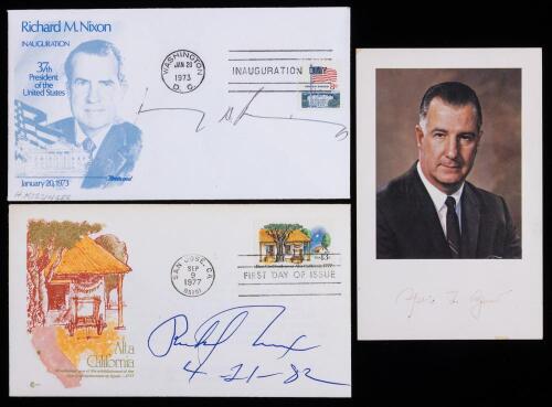 Nixon, Richard, Spiro Agnew, and Henry Kissinger, Two Signed Covers, One Signed Photo. Vietnam War Era
