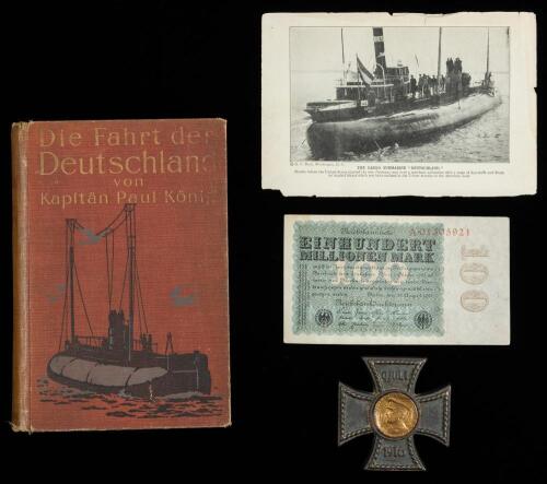"The Deutschland Cross" Table Medal, Commemorating Submarine (the Deutschland) 1916 Surface in Chesapeake Bay, Only 30 M
