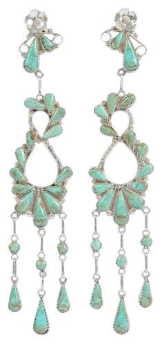 Superior Sterling Silver and Turquoise Dangle Earrings