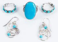Beautiful Collection of Sterling Silver and Turquoise Jewelry. One Very Impressive Robin's Egg Turquoise Ring and Two Pa