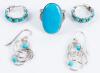 Beautiful Collection of Sterling Silver and Turquoise Jewelry. One Very Impressive Robin's Egg Turquoise Ring and Two Pa