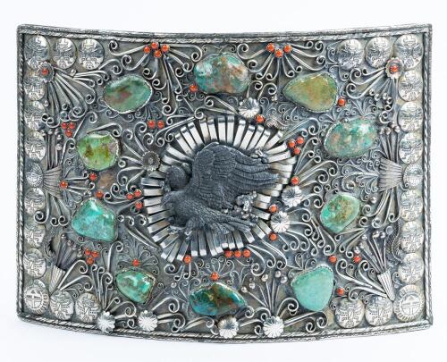 Monumental Navajo Style Belt Buckle, Superb Display Piece for Any Vendor or Collector of Navajo Crafts.