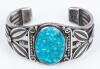 Superior Navajo Cuff by John Yazzie Centered with a Fine Oval of Blue Gem Turquoise