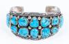 Lovely Ladies Navajo Bracelet Having Consistent Robin's Egg Blues Across 14 Pieces of Turquoise by Joe Tom