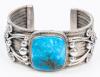 Ladies or Men's Cuff Centered with a Gorgeous Square of Blue Goose Turqouise designed by Wallace Jr. Heavy Sterling Silv