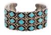 Ladies Navajo Style Cuff Bracelet with Rows of Diamond Shaped Turquoise Totaling 18