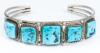Appealing Petite Turquoise Bracelet with 5 Square Cut Nevada Turquoise