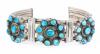 Ladies Sterling Silver and Turquoise Cuff with a Floral Motif