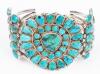 Petite Point Sterling Silver and Turquoise Bracelet Boasting 52 Individual Turquoise