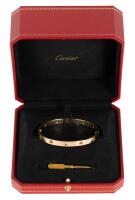 Ladies Cartier 18K Yellow Gold Love Bracelet with 10 Semi-Precious Gem Stones Boasting Brilliant Colors