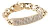 Unusual Cuban Chain ID Bracelet for the Lady with Bright White Natural Diamonds