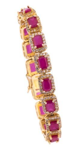 A Beautiful Vermeil, Diamond and Treated Ruby Bracelet Perfect for Elegant Evenings Out