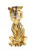 From Italy, an 18K Yellow Gold, Diamond, and Enamel Brooch of Exceptional Quality of a Very Friendly Tiger