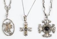 Three Excellent Sterling Silver Pendants of Faith with Sterling Silver Chains
