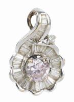 Ladies Petite and Beautiful 18K White Gold Diamond Pendant Centered with a Light Pink Diamond