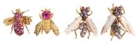 Pair of Lovely Honey Bee Pins and a Pair of Very Unusual Insect Pins made of Pearls and Mother of Pearl for the Wings