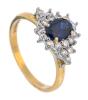 Ladies Deep Blue Sapphire Ring Surrounded by Bright White Diamonds in 18K Yellow Gold. Could Easily Double as an Engagem - 2
