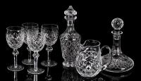 Waterford Crystal Barware Including Two Decanters, a Pitcher and Four Goblets