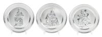 Three Sterling Silver Plates with Spectacular Repousse Work Replicating Great Works of Art