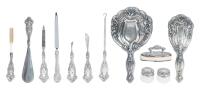 Antique and Very Nice Vanity Set in Sterling Silver 12 Pieces